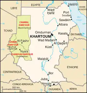 Les trois États soudanais le long de la frontière avec le Tchad.