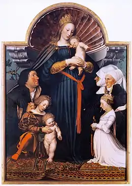La Vierge et l'Enfant avec la famille du bourgmestre Meyer (1526-1528), par Hans Holbein le Jeune.