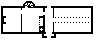 Plan de la « maison-longue » du Dartmoor, avec sa traversière (couloir transversal ouvert aux deux bouts d'où l'on accède au logis et à l'étable)