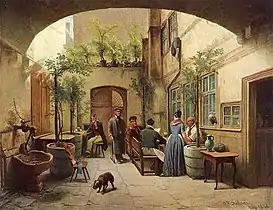 Das Brauhaus in der Gelnhäuser Gasse zu Frankfurt (1848).