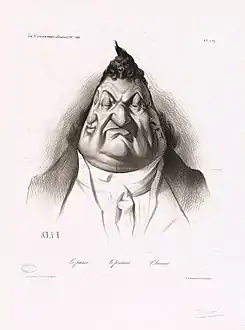 Caricature de Louis-Philippe par Daumier, pastichant l'Allégorie du temps gouverné par la prudence