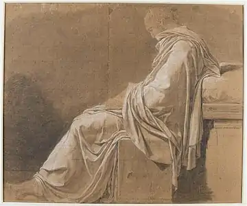 Jacques Louis David, Personnage assis, étude de draperie (vers 1786).