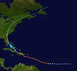 Parcours de l'ouragan David