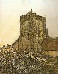 Germain David-Nillet, La Tour de Penmarc'h [à Saint-Guénolé (Penmarc'h)], huile sur toile, musée d'Art et d'Histoire de Locronan.