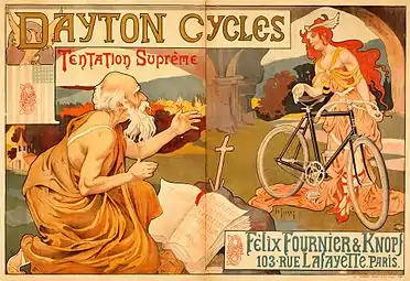 Affiche pour Dayton Cycles (1898) signée « H. Thiriet ».