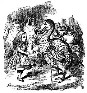 Alice et le Dodo,illustration de John Tenniel (1869).