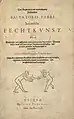 Traduction allemande du traité d'escrime de Salvator Fabris publiée à Leyde par Isaac Elzevier en 1619.