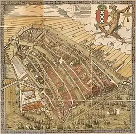 Gravure représentant Amsterdam en 1544