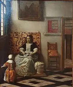 Femme à la couture avec une petite fille, 1662-1668.