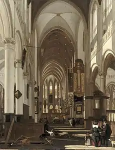 Intérieur d'église (v. 1669, Louvre) : l'éclairage depuis le nord est impossible.