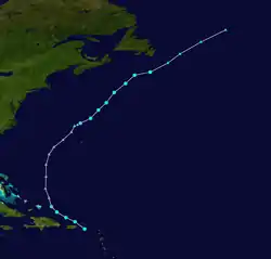 Parcours de la tempête tropicale Dean