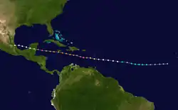 Parcours de l'ouragan Dean