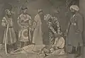 Décapitation de détenus du zindan de Boukhara en Ouzbékistan au début du vingtième siècle. Publié dans le journal "Istoritchesky vestnik", № 11, 1913.
