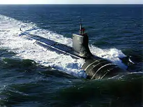Le USS Seawolf (SSN-21) américain, sous-marin nucléaire d'attaque de la classe Seawolf.