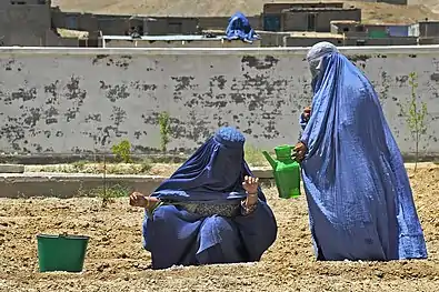 Femmes afghanes en burqa à Qalat, 2011.