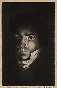 Autoportrait de Delacroix gravé par Frédéric Villot (1819).