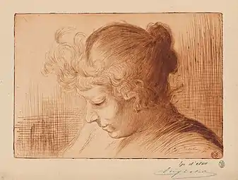 Portrait de Madame Delâtre (1895), eau-forte et pointe sèche imprimée en bistre.