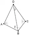 Cette triangulation ne respecte pas la propriété précédente : la somme de α et γ vaut plus que 180°.