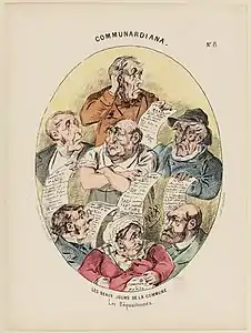 Caricature des requisitionnés pendant la Commune de Paris. Communardiana par Nix, série de dessins de Demare contre la Commune de Paris (1871)