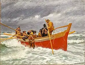 Le Bateau de sauvetage rouge à sa sortie en mer (Den røde redningsbåd sejler ud, 1920), collection particulière