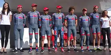 Flavien Dassonville, Frédéric Brun, Steven Tronet, Alo Jakin, Yannis Yssaad, Maxime Renault et Dimitri Le Boulch lors du Grand Prix de Denain 2014.