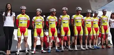 Jonathan Dufrasne, Loïc Pestiaux, Quentin Bertholet, Frédéric Amorison, Robin Stenuit, Florent Mottet, Antoine Demoitié et Sébastien Delfosse lors du Grand Prix de Denain 2014.