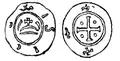 Pièces de monnaie frappées Mieszko II en tant qu'héritier du trône, avant l'an 1025.