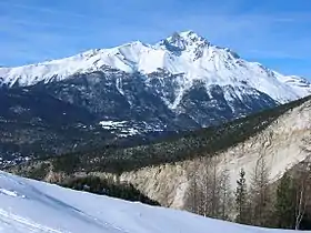 Vue de la face sud de la dent Parrachée depuis Bramans.