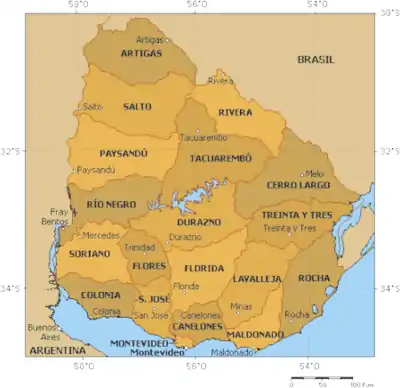 Carte politique de l'Uruguay
