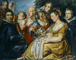 Jordaens, Portrait du maître avec sa belle-famille (celle de son beau-père Adam van Noort) (1616)