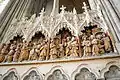 Reliefs du premier quart du XVIe siècle relatant quatre épisodes de la lutte de saint Jacques contre Hermogène, cathédrale d'Amiens.