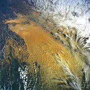 Image satellite du Lob Nor, un marécage salé.