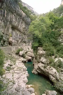 Vue du Rio Vellos à l'intérieur du canyon.