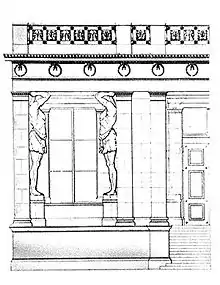 Dessin pour le portique du Nouvel Ermitage en 1843