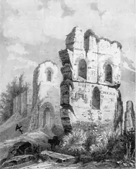 Ruines de l'église de la Dîme autour de 1650, par Abraham van Westerveld.