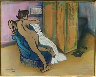 Après le bain (1908), pierre noire et pastel, Genève, Petit Palais.