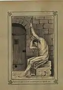 Prisonnier dessiné en 1786 par Louis Pierre Parat de Chalandray et recopié par Anjoran, l'instituteur du village, en 1899.