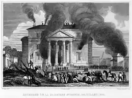 Augustus Pugin, Destruction de la barrière Saint-Denis en juillet 1830, 1831.