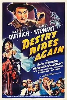 Description de l'image Destry Rides Again (1939 poster).jpg.