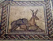 Mosaïque romaine montrant un combat d'animaux, Bad Kreuznach (IIIe siècle)