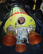 Détail des tuyères du 2e étage de la fusée Diamant A.