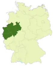 Localisation de la Regionalliga Ouest depuis 2012 sur la carte de l'Allemagne