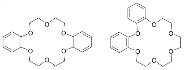 Deux structures correspondant au dibenzoéther 18-couronne-6.