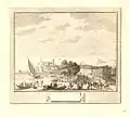 Vue du port de Cannes avec le Suquet en arrière-plan, Charles-Michel Campion, eau-forte, 1772