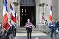 Antoine Menet, ancien du bataillon, devant l'église Saint-Pavin au Mans.