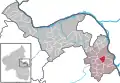 Localisation de Dexheim dans la Verbandsgemeide et dans l'arrondissement