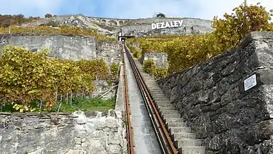 Funiculaire viticole dans les vignes du Dézaley.