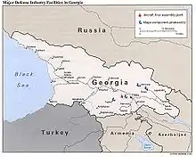 Map of Georgia, indicating defence plants