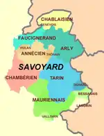 Carte des dialectes locaux en Savoie et en Haute-Savoie