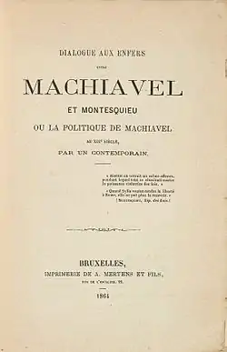 Image illustrative de l’article Dialogue aux enfers entre Machiavel et Montesquieu